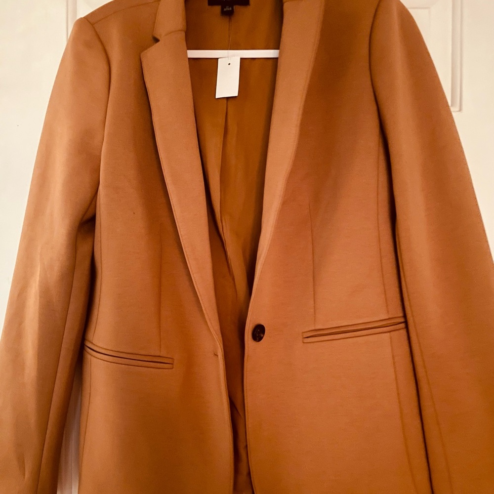 Ann Taylor Tan Blazer Structured Wool-Blend